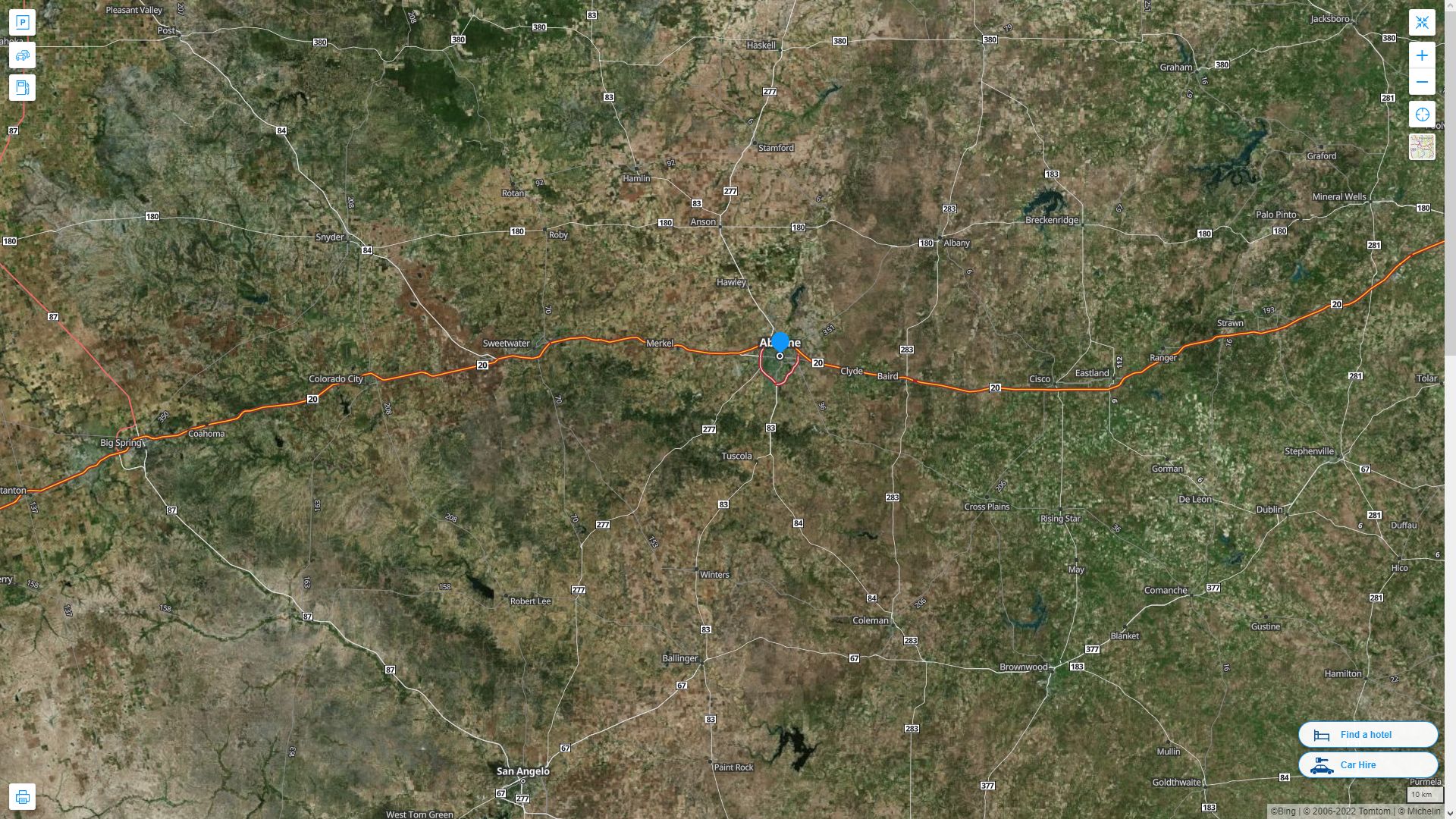 Abilene Texas Highway and Road Map with Satellite View